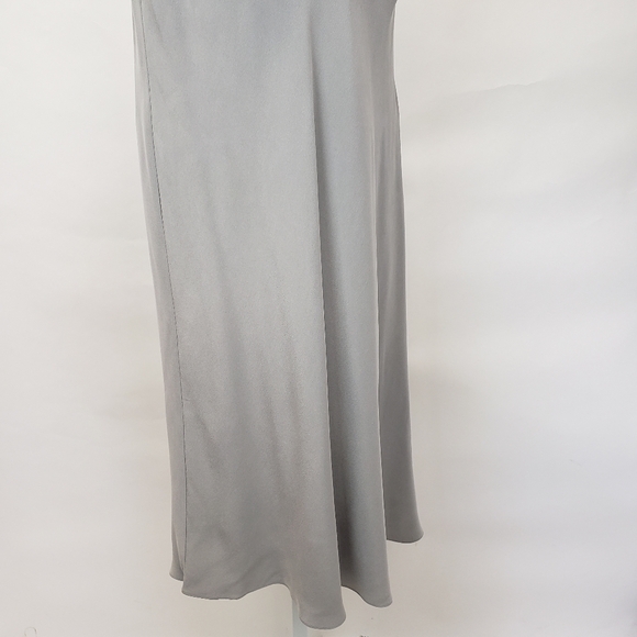 J CREW Gray Flutter Sleeve Deep V-neck Silk Dress Size 14 - Picture 4 of 10